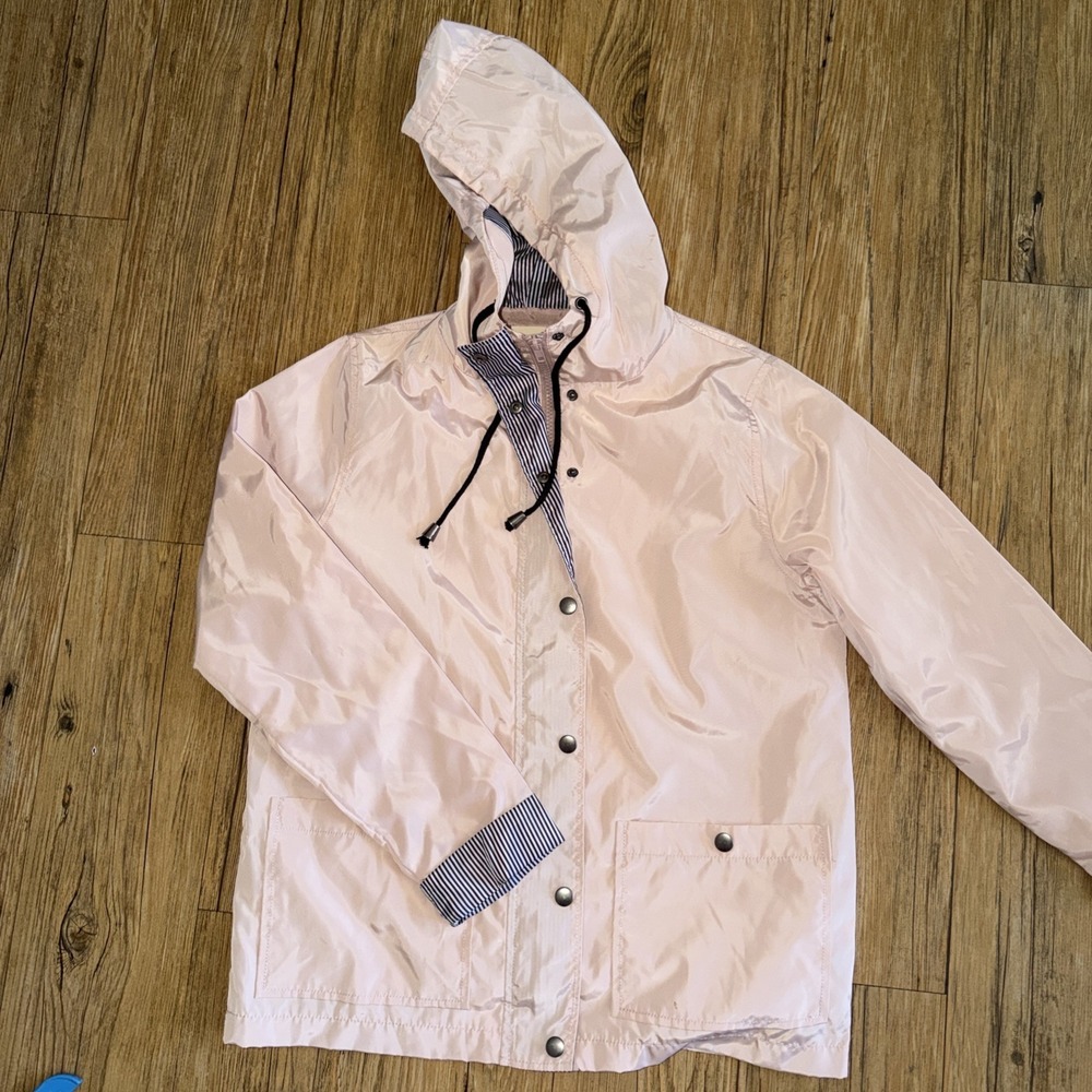 Cavalini Original Petite Size Small Pink Black White Stripe Raincoat K
